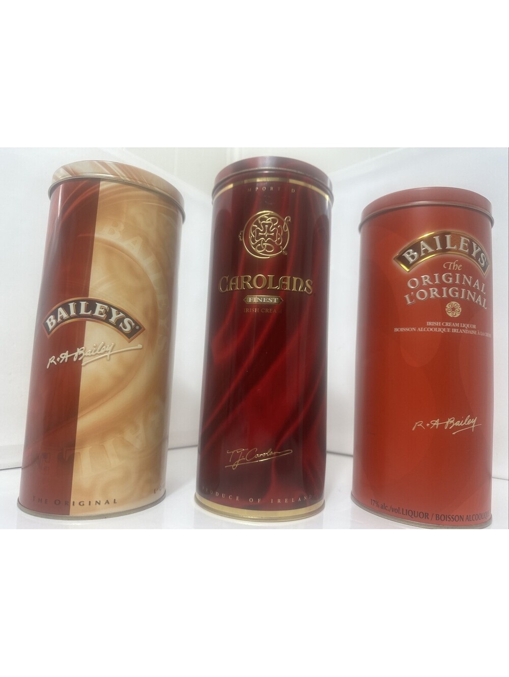 Vtg 2003 Baileys Carolans Irish Cream Metal Tin Canister Holiday Lot 3 Empty